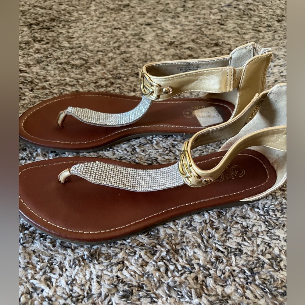 Gold Rhinestone Sandals - Picture 2 of 4